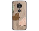 Funda Gel Tpu para Motorola Moto G7 Play diseño Corazones Madera Dibujos