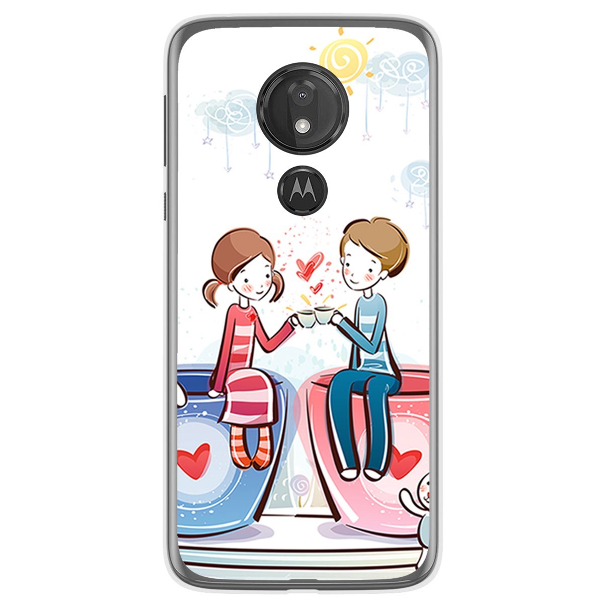 Funda Gel Tpu para Motorola Moto G7 Power diseño Café Dibujos