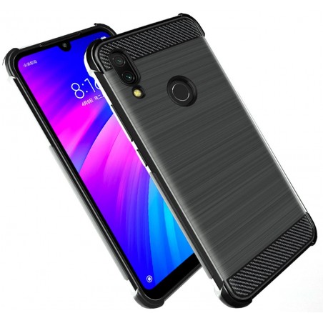 Funda Gel Tpu Anti-Shock Carbon Negra para Xiaomi Redmi 7