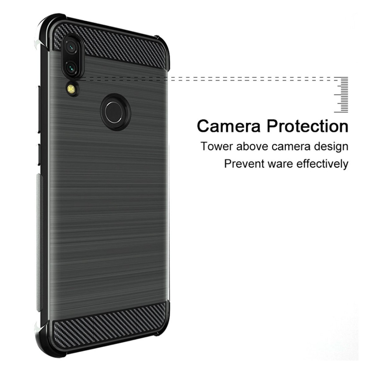 Funda Gel Tpu Anti-Shock Carbon Negra para Xiaomi Redmi 7