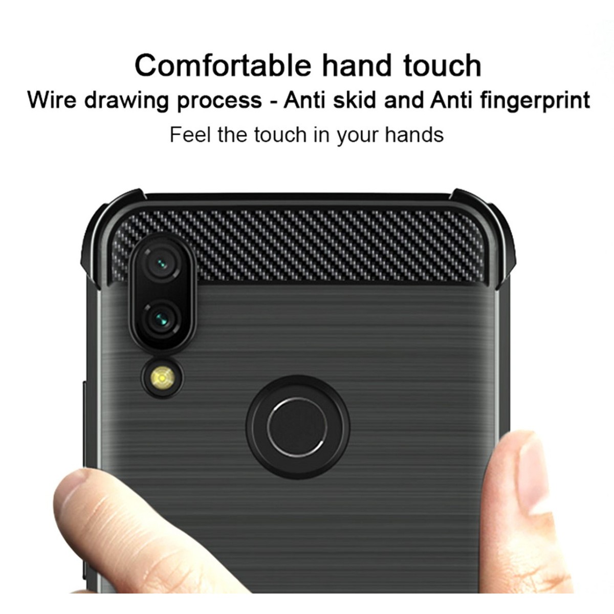 Funda Gel Tpu Anti-Shock Carbon Negra para Xiaomi Redmi 7