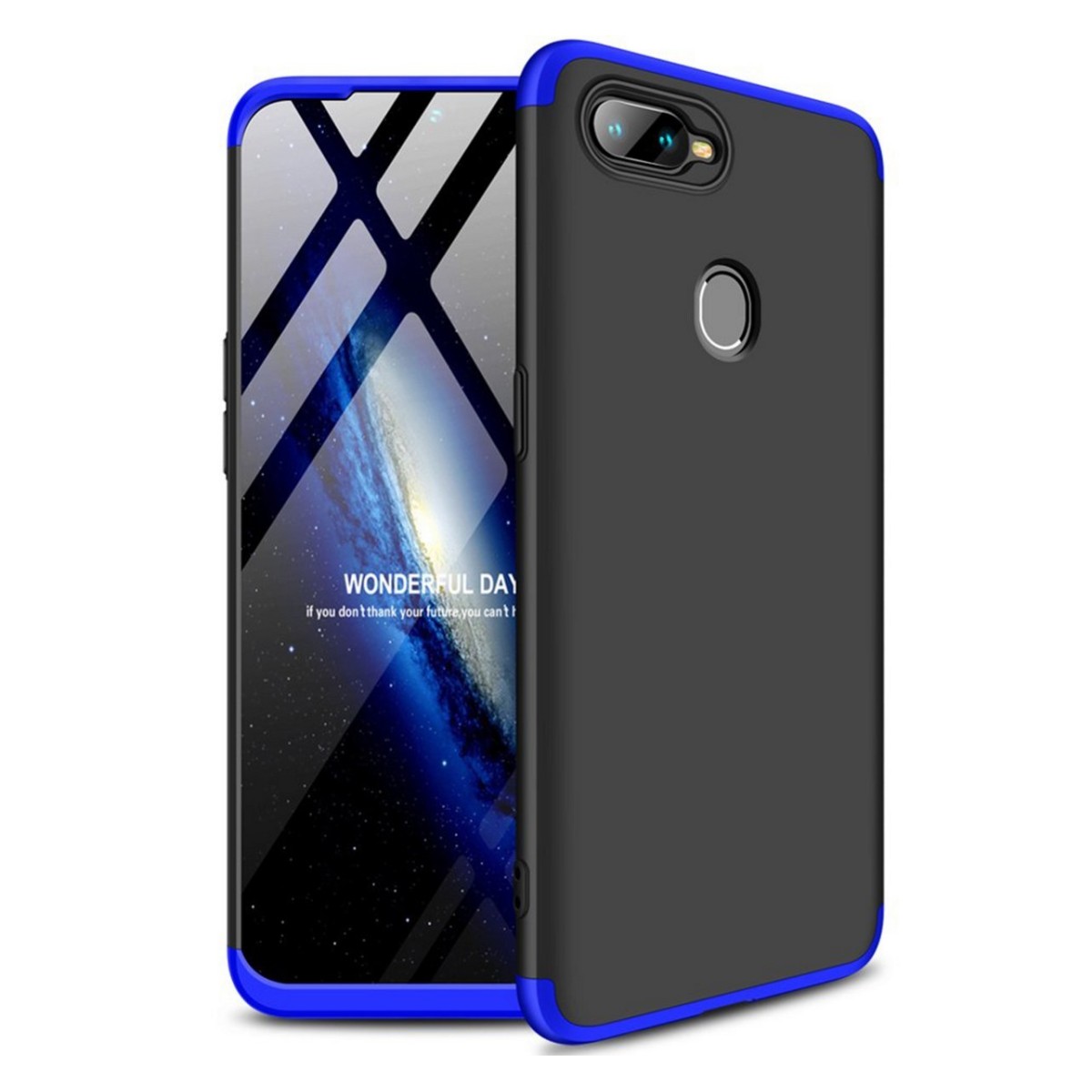 Funda Carcasa GKK 360 para Oppo AX7 Color Negra / Azul