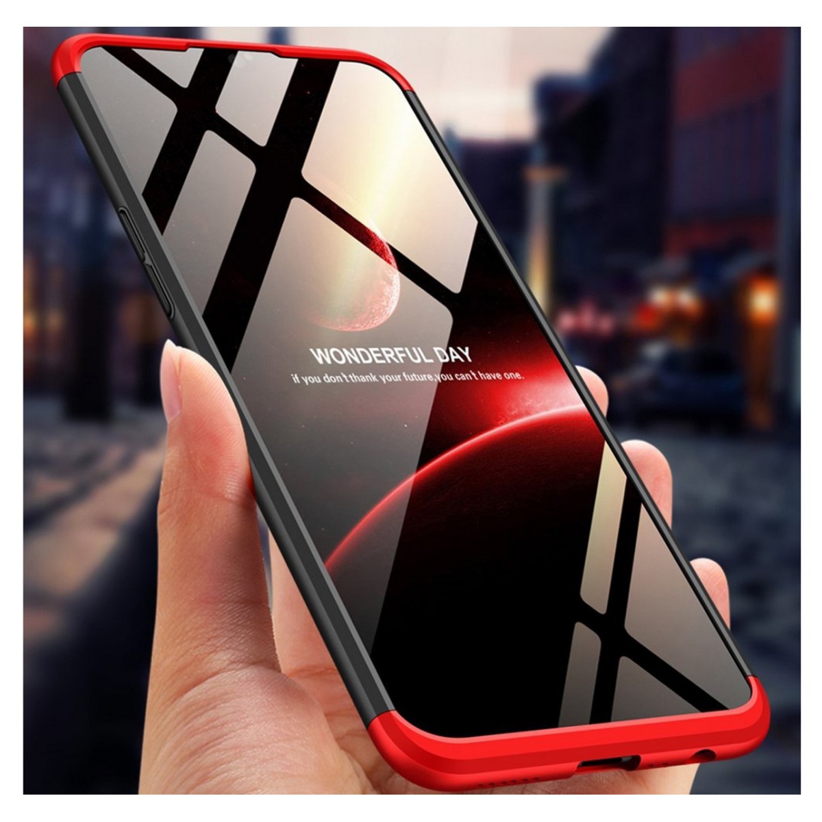 Funda Carcasa GKK 360 para Oppo AX7 Color Negra / Roja