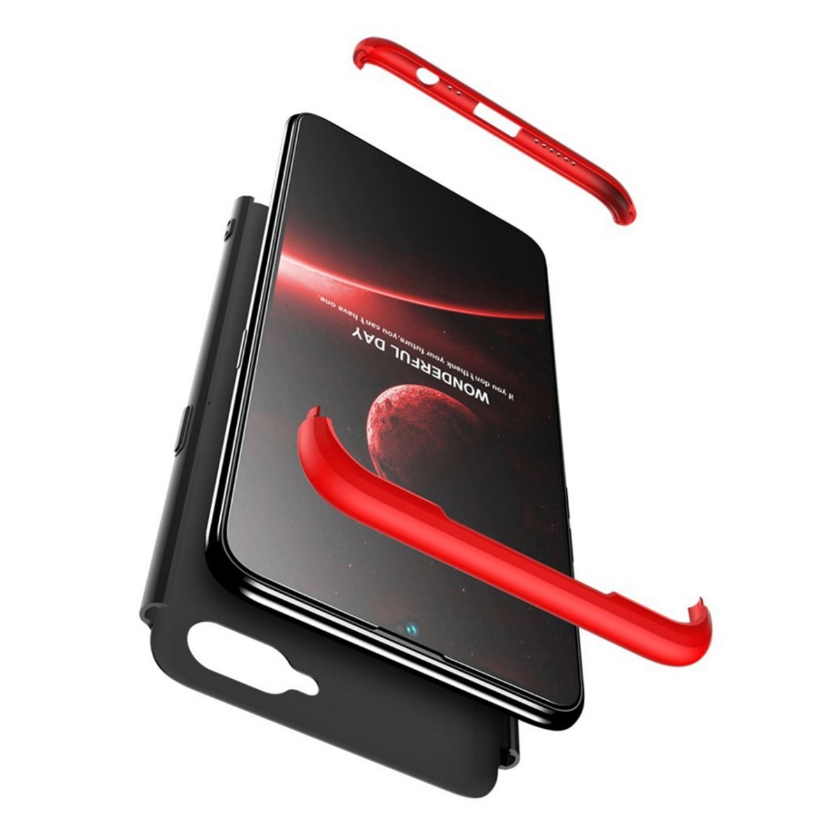 Funda Carcasa GKK 360 para Oppo AX7 Color Negra / Roja