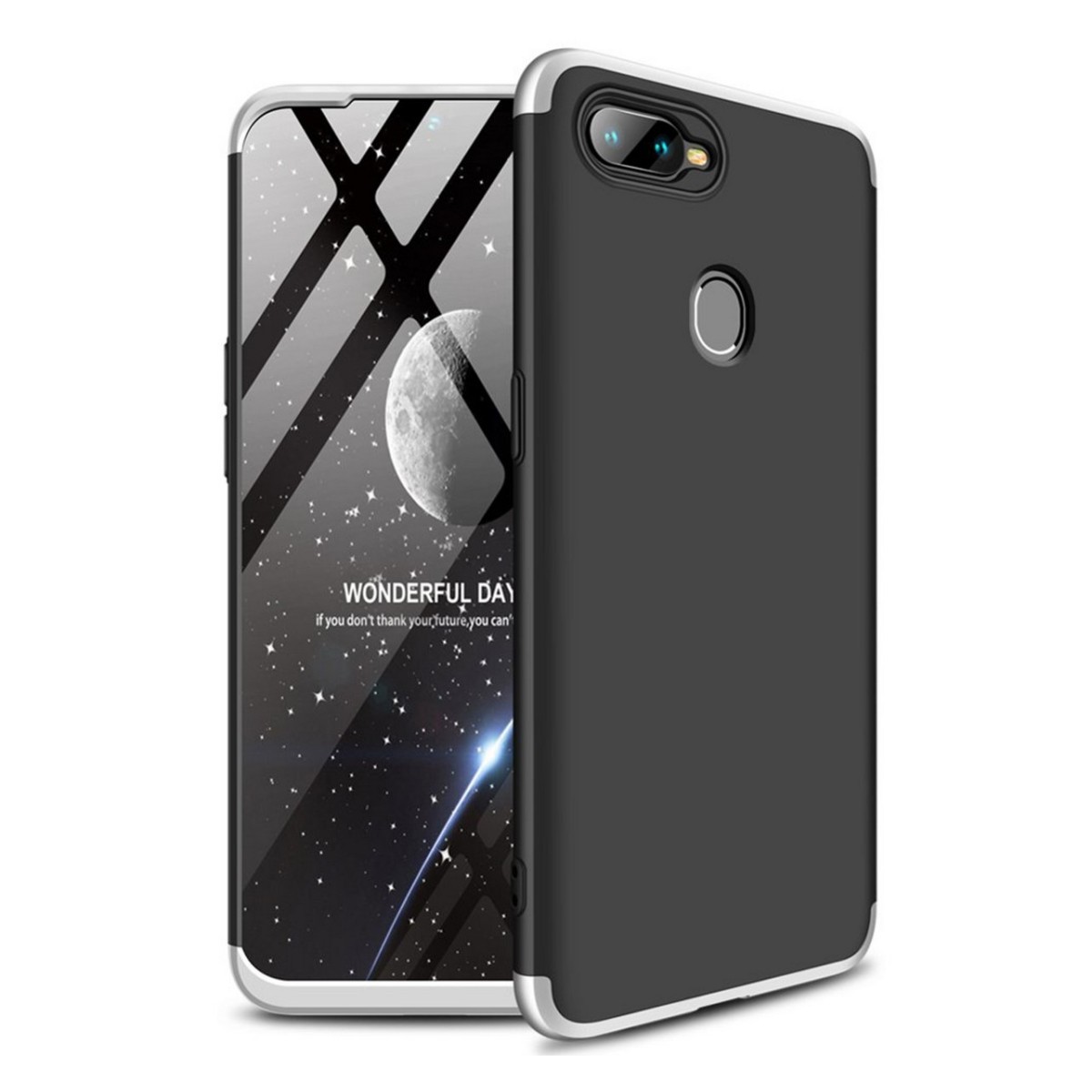 Funda Carcasa GKK 360 para Oppo AX7 Color Negra / Plata