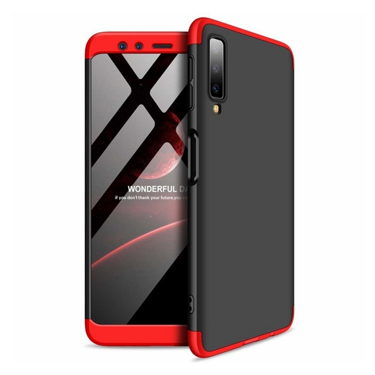 Funda Carcasa GKK 360 para Samsung Galaxy A7 (2018) Color Negra / Roja
