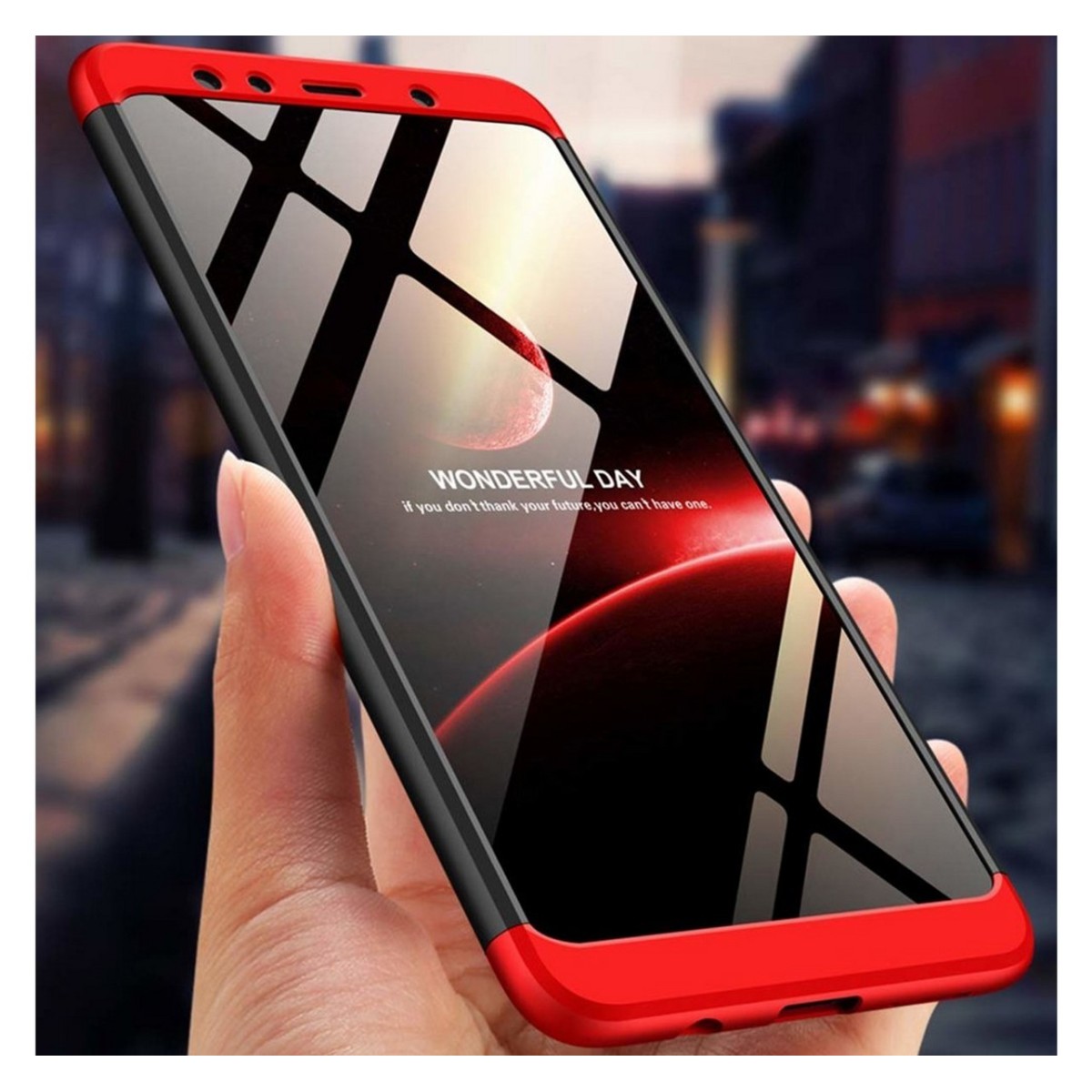 Funda Carcasa GKK 360 para Samsung Galaxy A7 (2018) Color Negra / Roja