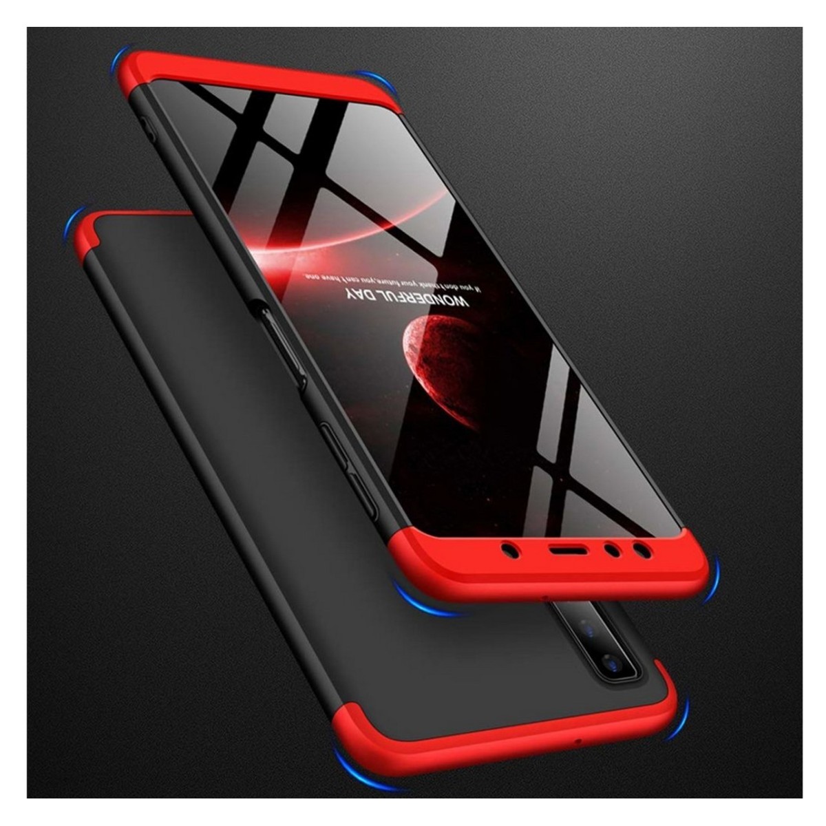 Funda Carcasa GKK 360 para Samsung Galaxy A7 (2018) Color Negra / Roja