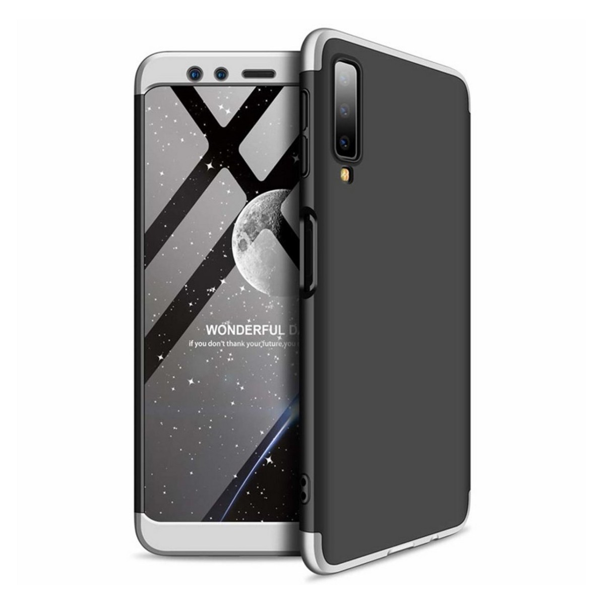 Funda Carcasa GKK 360 para Samsung Galaxy A7 (2018) Color Negra / Plata