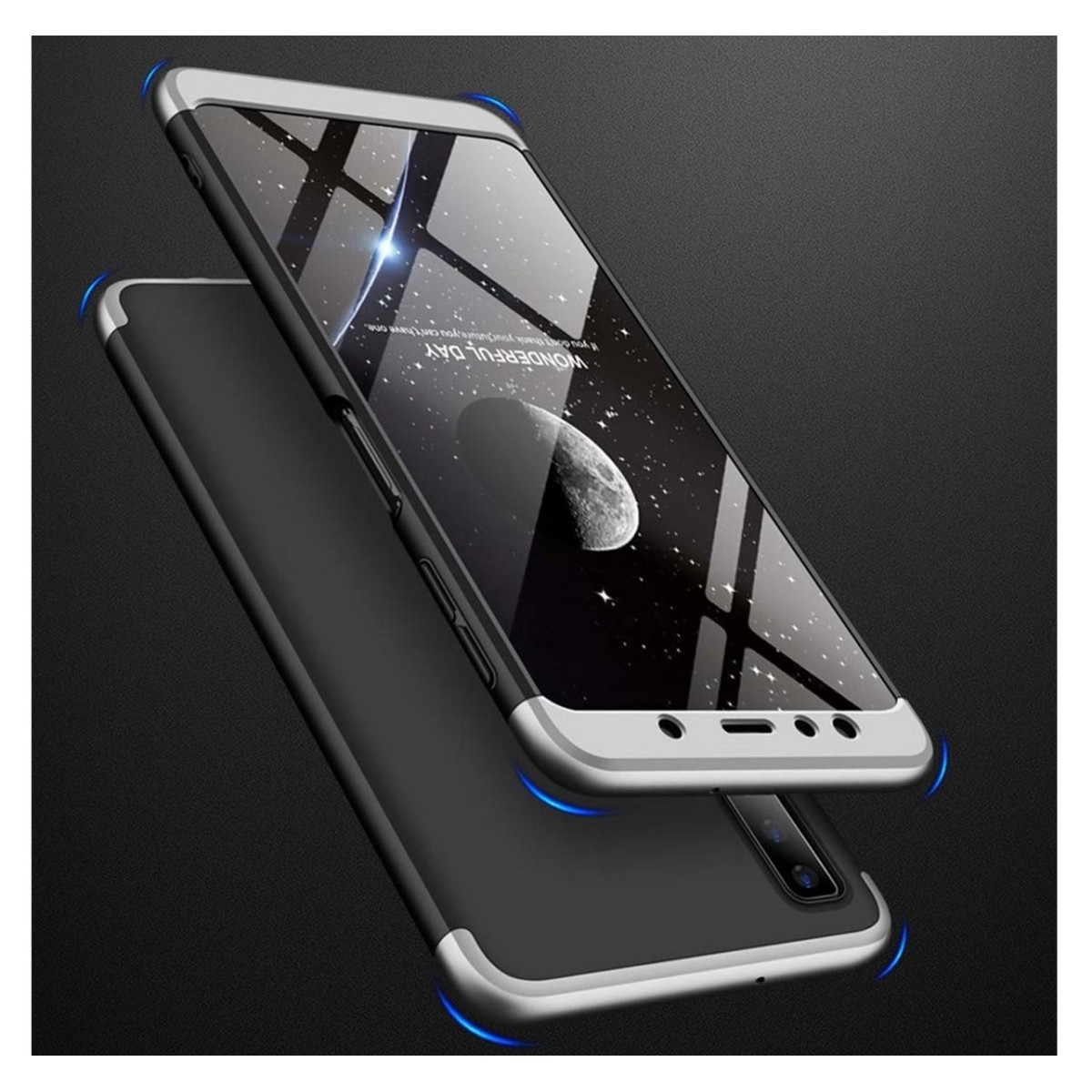 Funda Carcasa GKK 360 para Samsung Galaxy A7 (2018) Color Negra / Plata