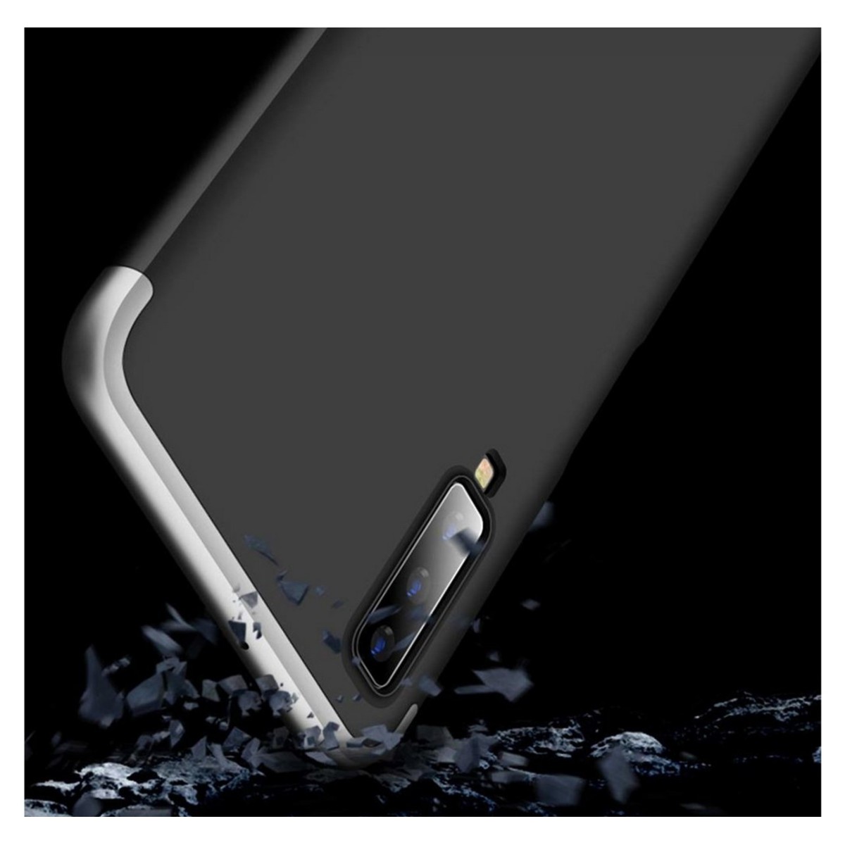 Funda Carcasa GKK 360 para Samsung Galaxy A7 (2018) Color Negra / Plata