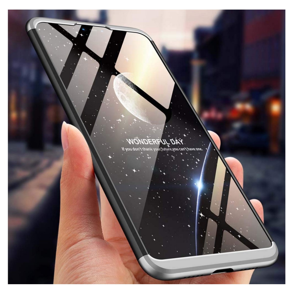 Funda Carcasa GKK 360 para Xiaomi Mi 8 Lite Color Negra / Plata