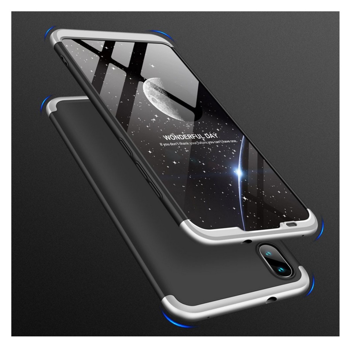 Funda Carcasa GKK 360 para Xiaomi Mi Play Color Negra / Plata