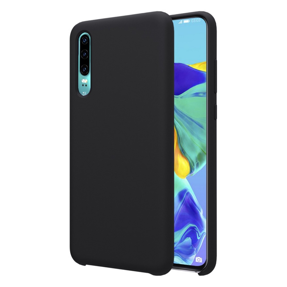 Funda Silicona Líquida Ultra Suave para Huawei P30 color Negra