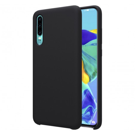 Funda Silicona Líquida Ultra Suave para Huawei P30 color Negra