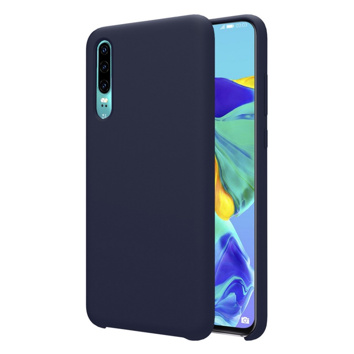 Funda Silicona Líquida Ultra Suave para Huawei P30 color Azul oscura