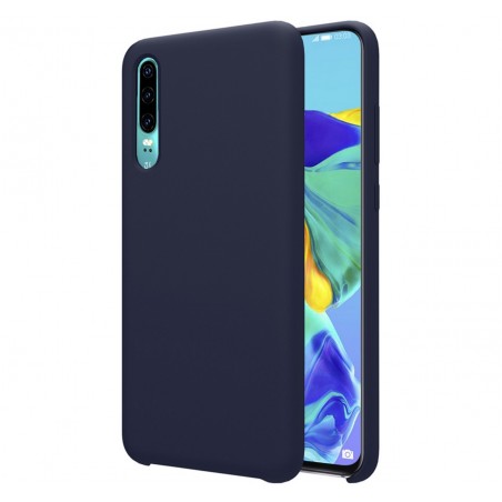 Funda Silicona Líquida Ultra Suave para Huawei P30 color Azul oscura