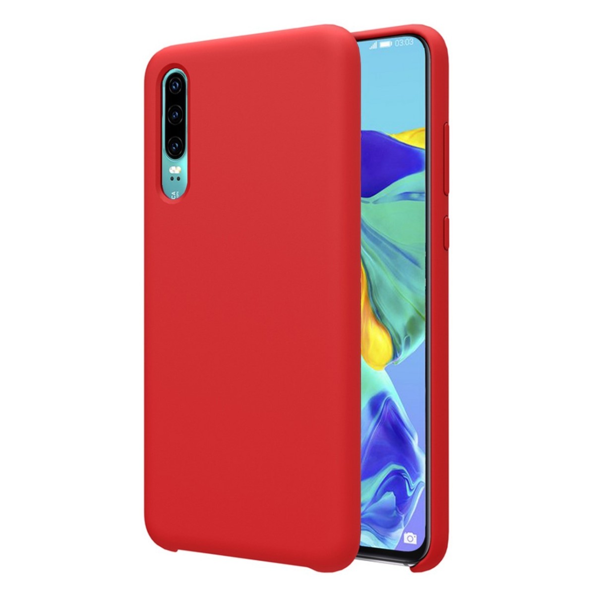 Funda Silicona Líquida Ultra Suave para Huawei P30 color Roja