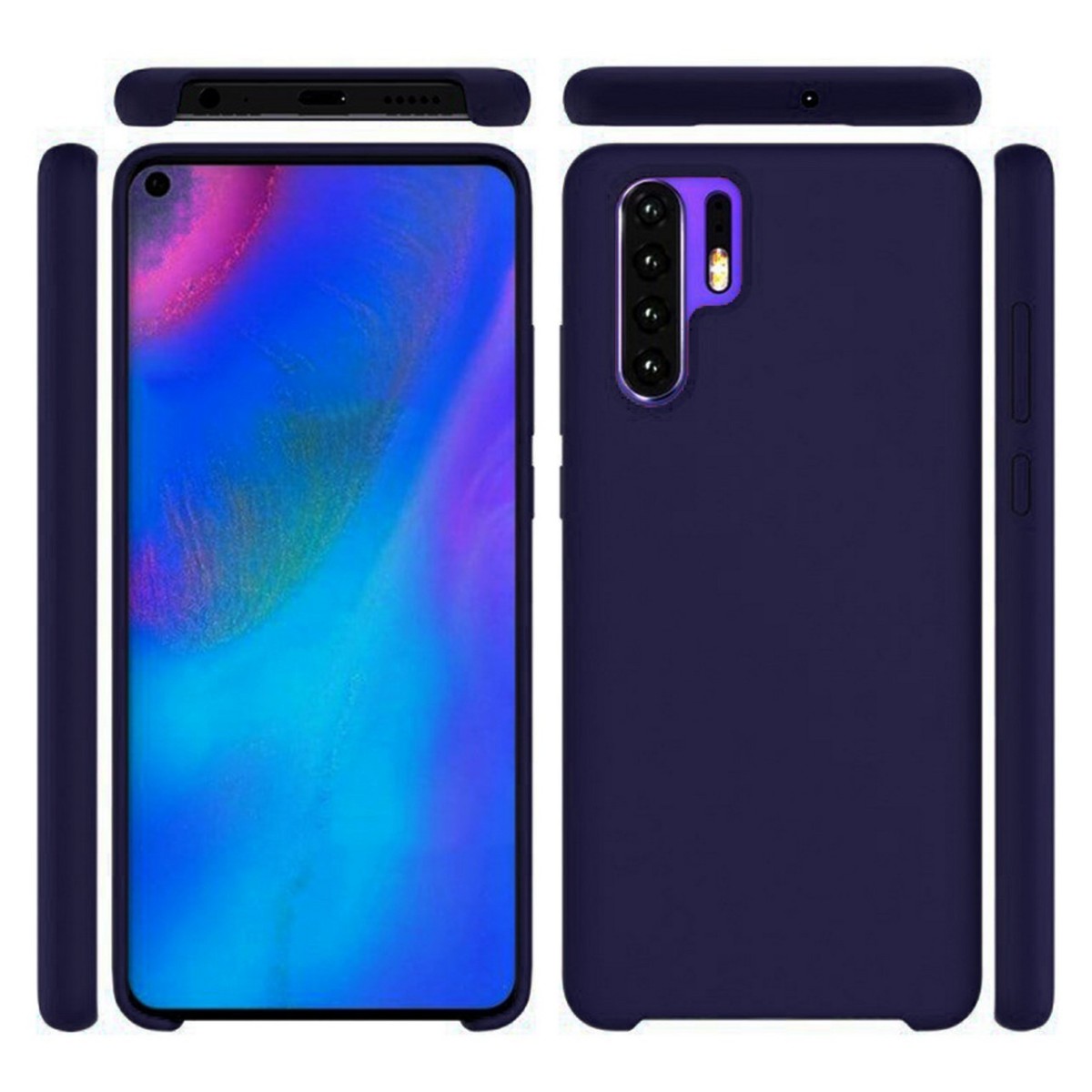 Funda Silicona Líquida Ultra Suave para Huawei P30 Pro color Azul oscura