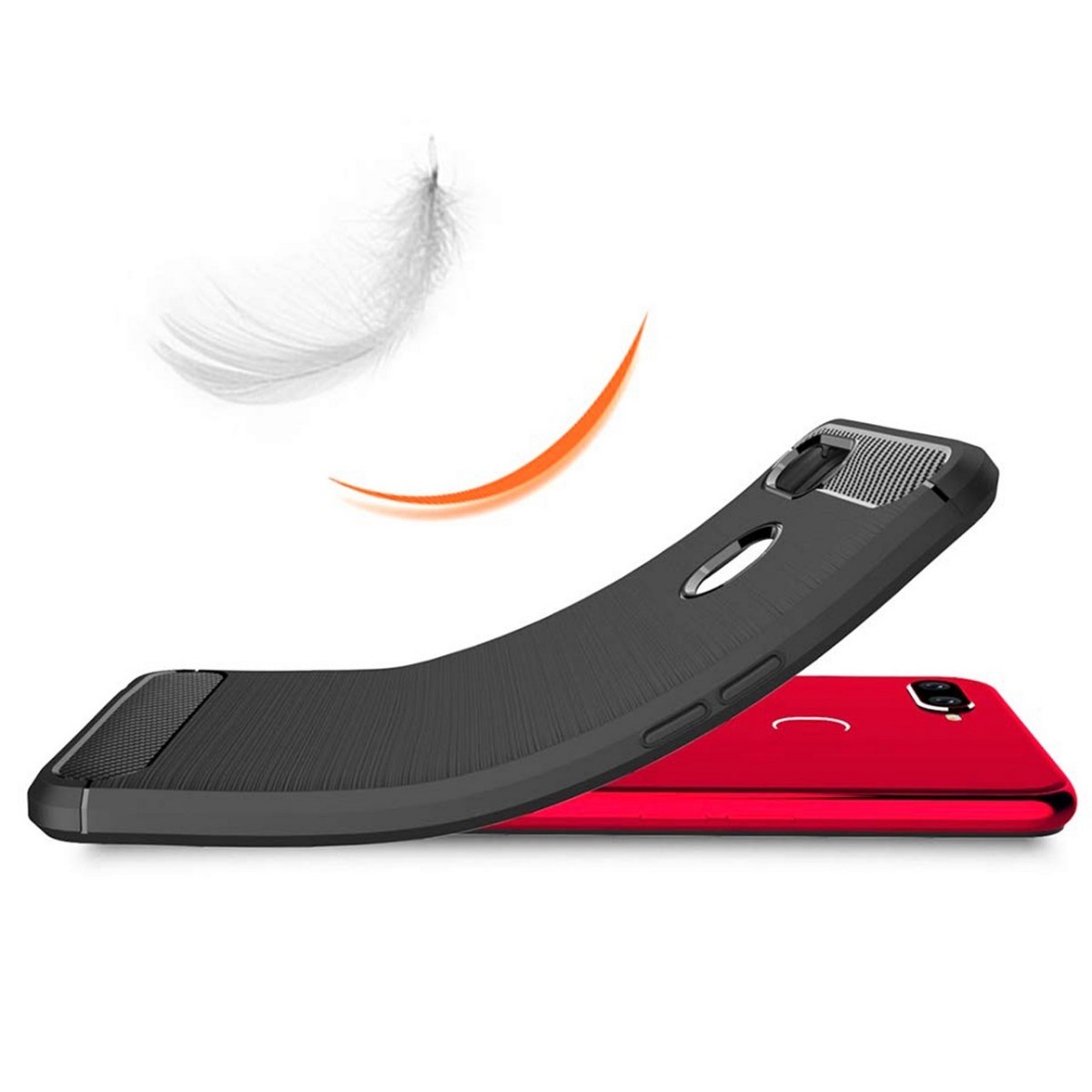 Funda Gel Tpu Tipo Carbon Negra para Oppo AX7