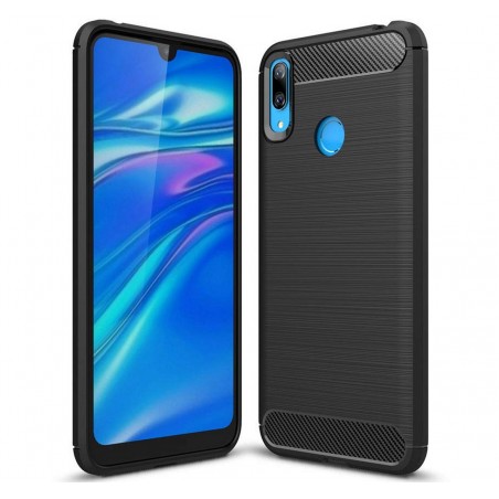 Funda Gel Tpu Tipo Carbon Negra para Huawei Y7 2019