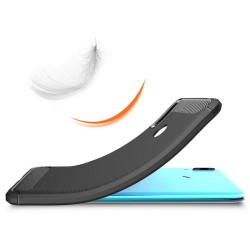 Funda Gel Tpu Tipo Carbon Negra para Huawei Y7 2019 2