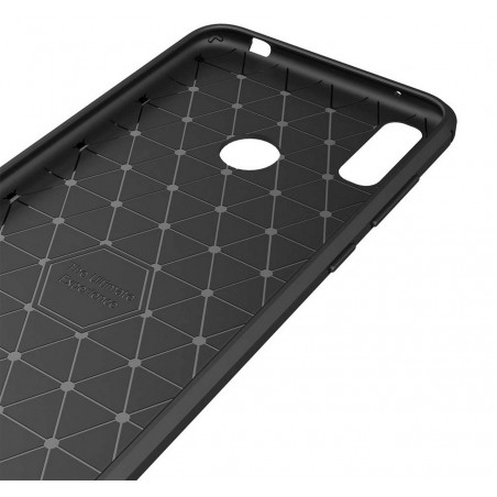 Funda Gel Tpu Tipo Carbon Negra para Huawei Y7 2019