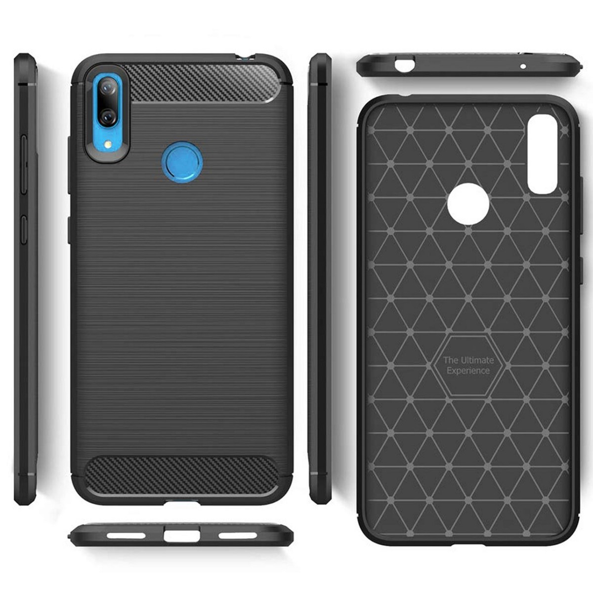 Funda Gel Tpu Tipo Carbon Negra para Huawei Y7 2019
