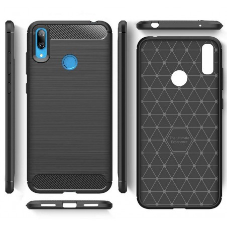 Funda Gel Tpu Tipo Carbon Negra para Huawei Y7 2019