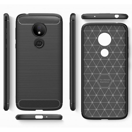 Funda Gel Tpu Tipo Carbon Negra para Motorola Moto G7 Power