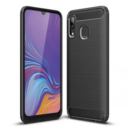 Funda Gel Tpu Tipo Carbon Negra para Samsung Galaxy A40