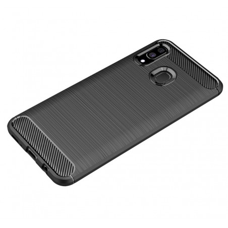 Funda Gel Tpu Tipo Carbon Negra para Samsung Galaxy A40