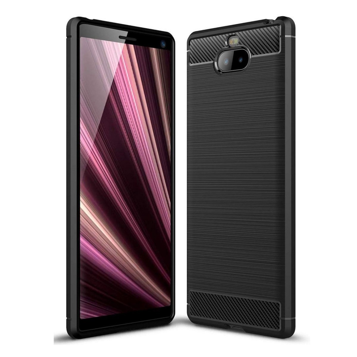 Funda Gel Tpu Tipo Carbon Negra para Sony Xperia 10