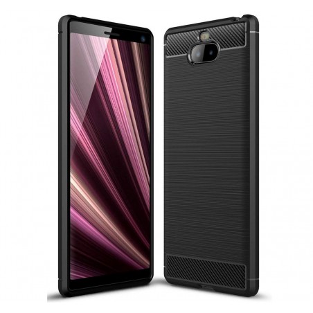 Funda Gel Tpu Tipo Carbon Negra para Sony Xperia 10