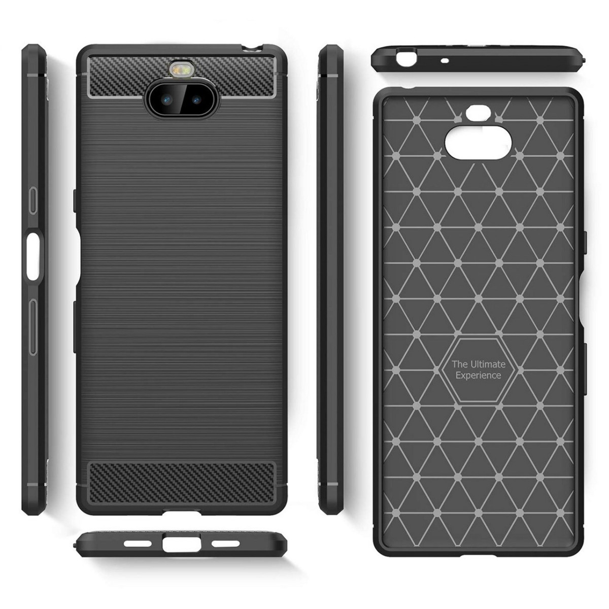 Funda Gel Tpu Tipo Carbon Negra para Sony Xperia 10