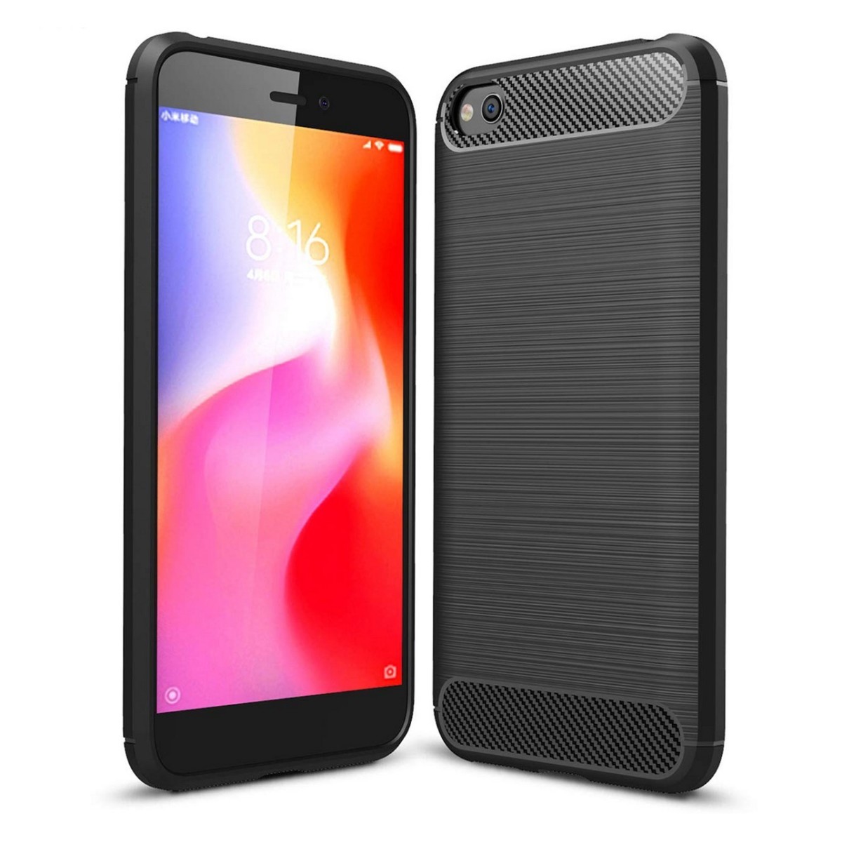 Funda Gel Tpu Tipo Carbon Negra para Xiaomi Redmi Go