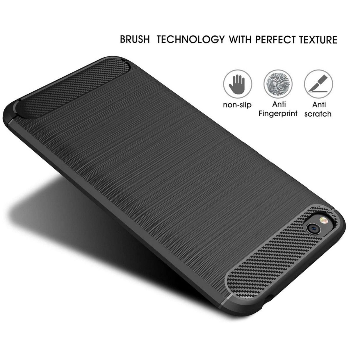 Funda Gel Tpu Tipo Carbon Negra para Xiaomi Redmi Go