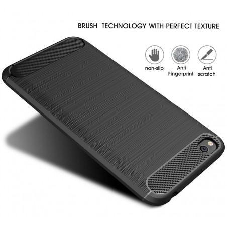 Funda Gel Tpu Tipo Carbon Negra para Xiaomi Redmi Go
