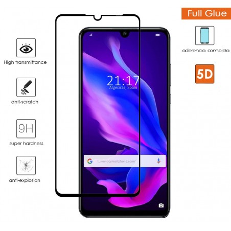 Protector Cristal Templado Completo 5D Full Glue Negro Huawei P30 Lite Vidrio