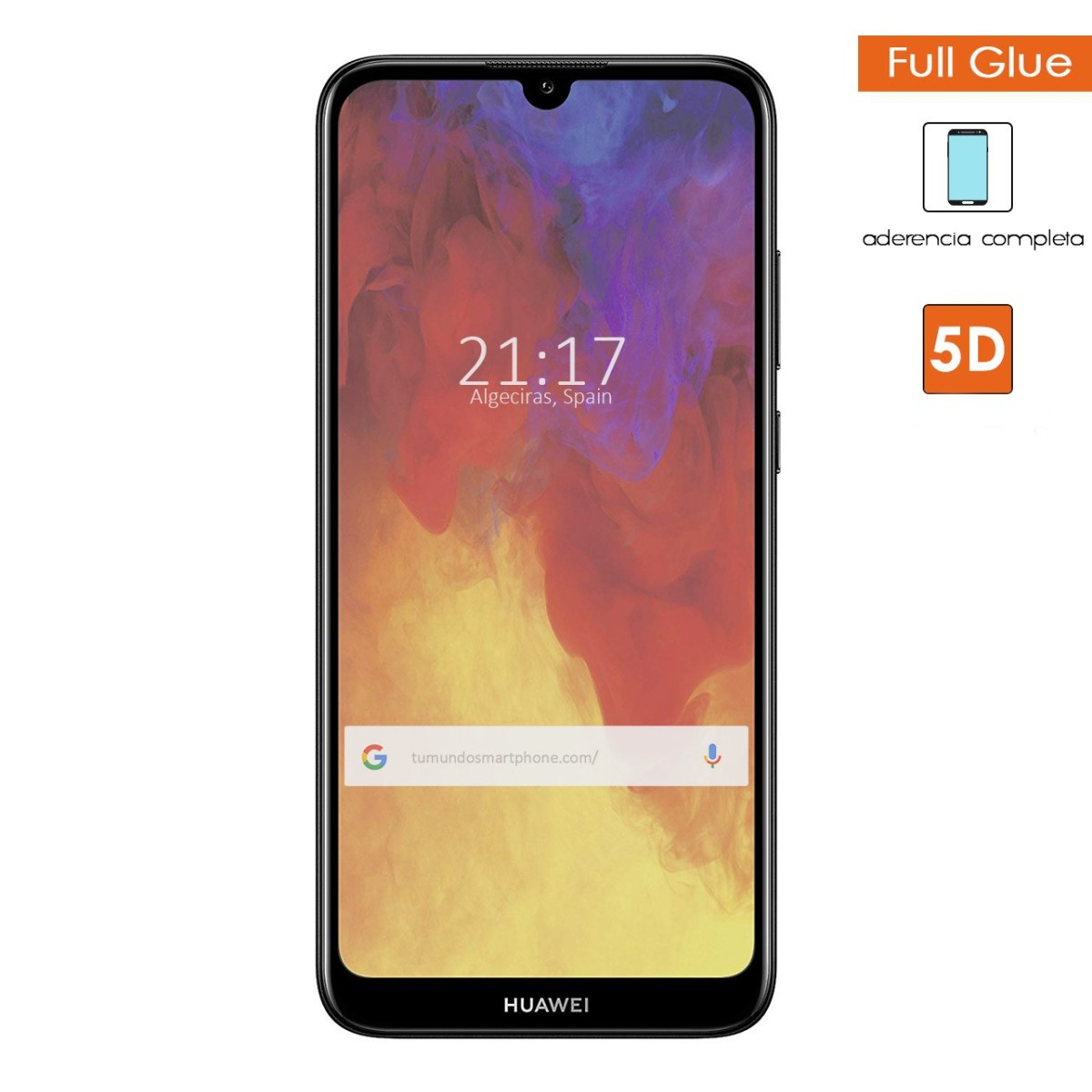 Protector Cristal Templado Completo Full Glue 5D Negro Huawei Y6 2019 / Y6s 2019 Vidrio