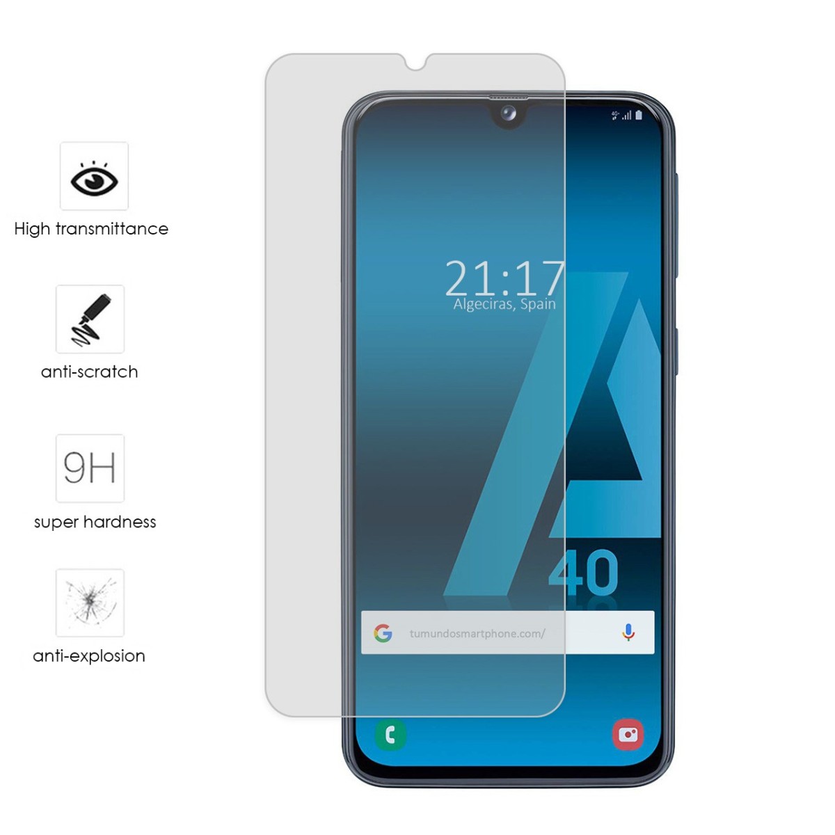Protector Cristal Templado para Samsung Galaxy A40 Vidrio