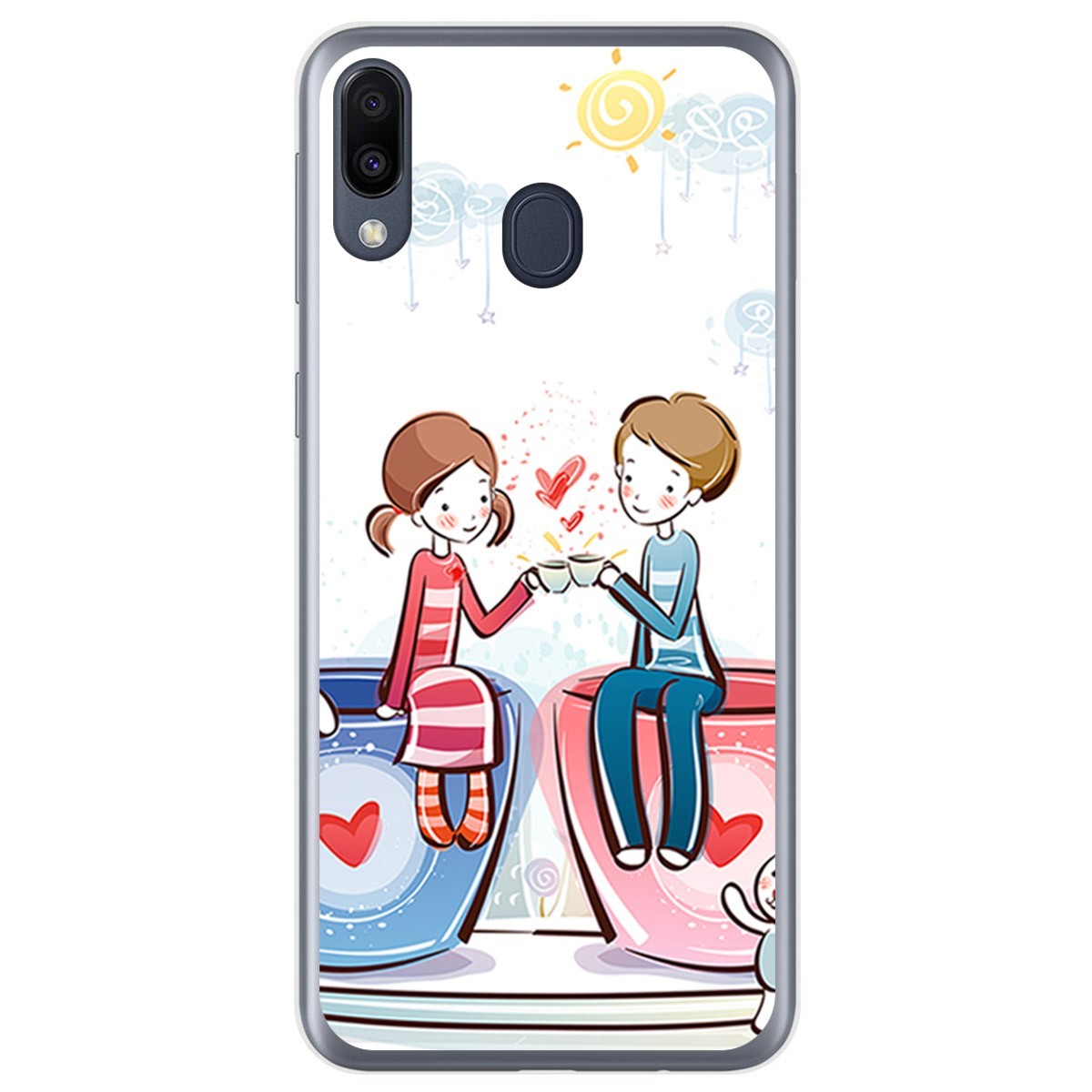 Funda Gel Tpu para Samsung Galaxy M20 diseño Café Dibujos