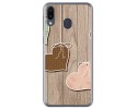 Funda Gel Tpu para Samsung Galaxy M20 diseño Corazones Madera Dibujos