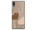 Funda Gel Tpu para Sony Xperia L3 diseño Corazones Madera Dibujos