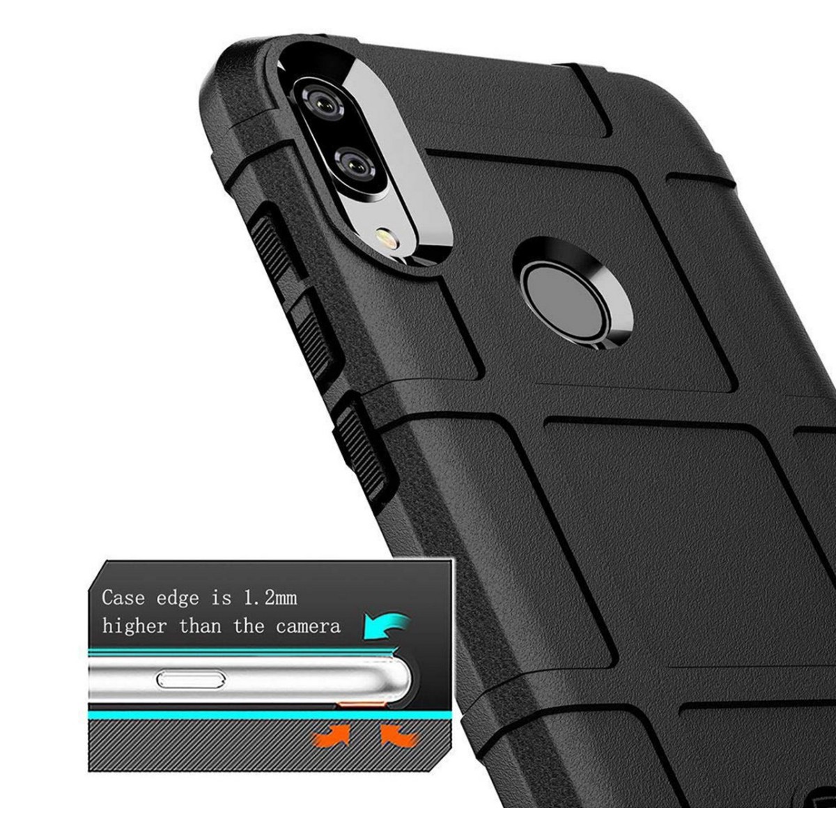 Funda Armor Rugged Shield Antigolpes para Huawei Y7 2019 color Negra