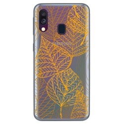 Funda Gel Transparente para Samsung Galaxy A40 diseño Hojas Dibujos