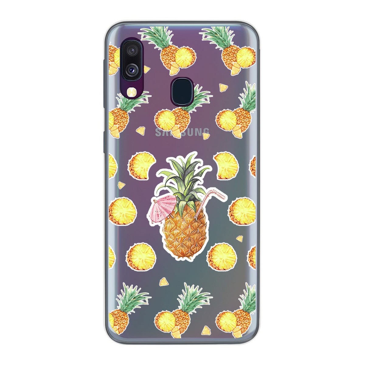 Funda Gel Transparente para Samsung Galaxy A40 diseño Piña Dibujos