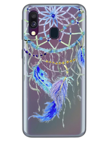 Funda Gel Transparente para Samsung Galaxy A40 diseño Plumas Dibujos