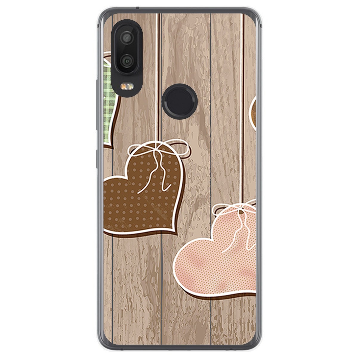 Funda Gel Tpu para VSmart Active 1 diseño Corazones Madera Dibujos