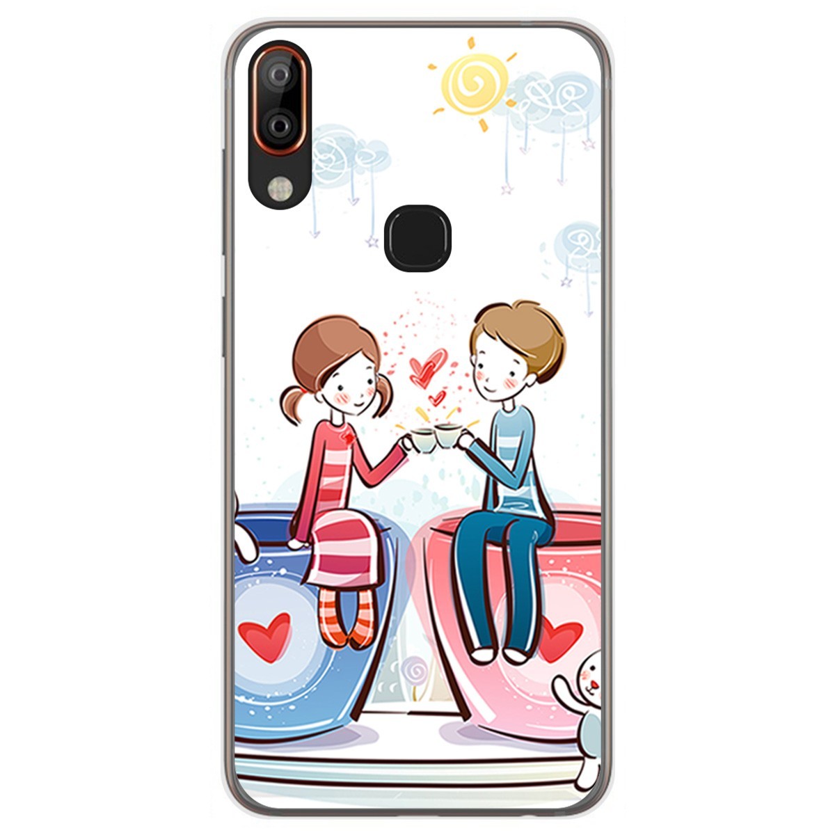 Funda Gel Tpu para Vsmart Active 1+ Plus diseño Café Dibujos